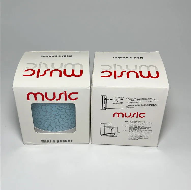 A9 Mini Cracked Bluetooth speaker in white with cracked-effect finish and LED lights