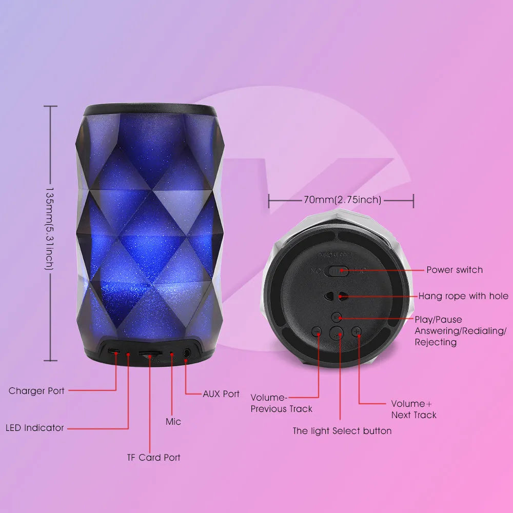 Black crystal diamond-cut Coca-Cola can shaped Bluetooth speaker lantern with colourful LED lights.