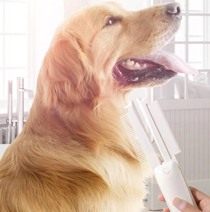 ABS plastic pet grooming brush for dogs and cats in pink, white, or white with blue bowl colours