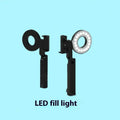 Black portable handheld LED fill light for photography and video measuring 14.5 x 25.8 x 4.7 cm