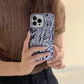 Three-dimensional pleated pattern soft phone case for iPhone with electroplated colour finish