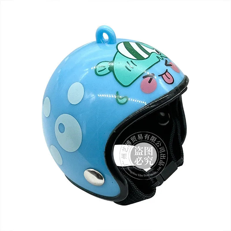 Plastic chicken helmet pet accessory in various colours and designs for poultry headgear.