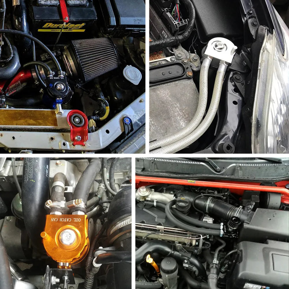 Aluminium alloy engine oil breathable pot in red, blue, black and silver colours for car modification