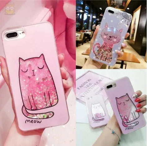 Cat glitter phone case for iPhone with bright feline designs