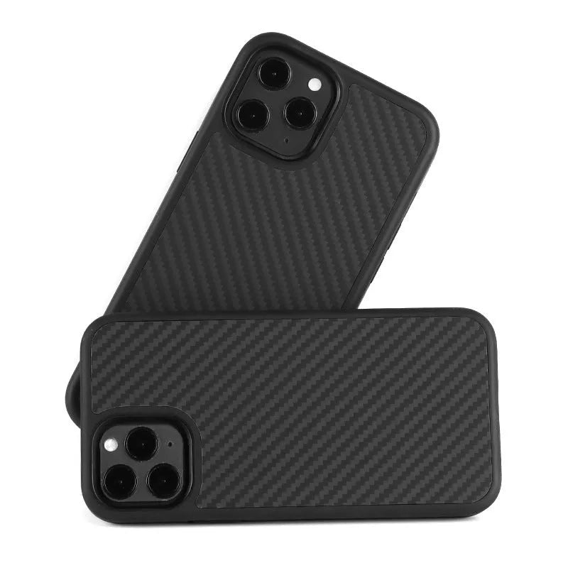 Simple solid-colour wooden phone case for iPhone showing TPU and Kevlar layered construction.