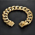 Widened 42mm stainless steel titanium dog bib reinforcement collar in gold finish