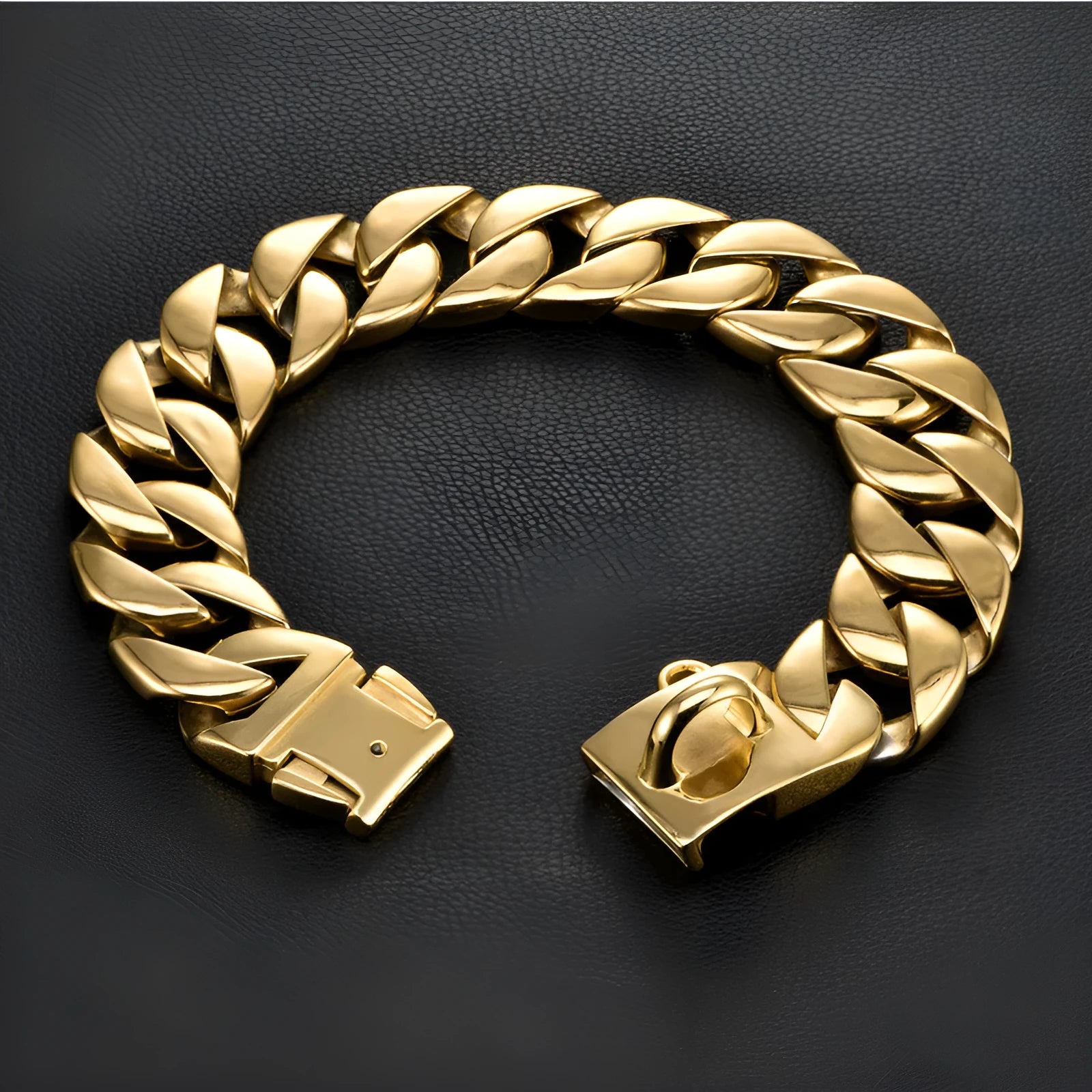 Widened 42mm stainless steel titanium dog bib reinforcement collar in gold finish