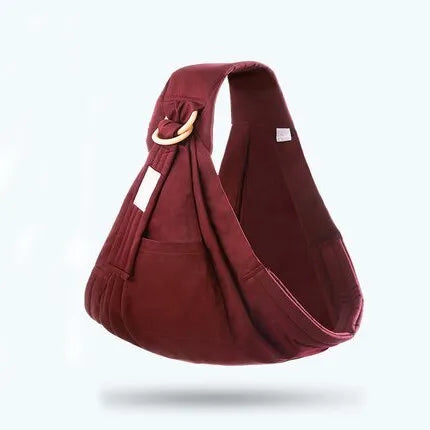 Adjustable baby wrap carrier sling shown in multiple colours, suitable for infants 0-36 months.