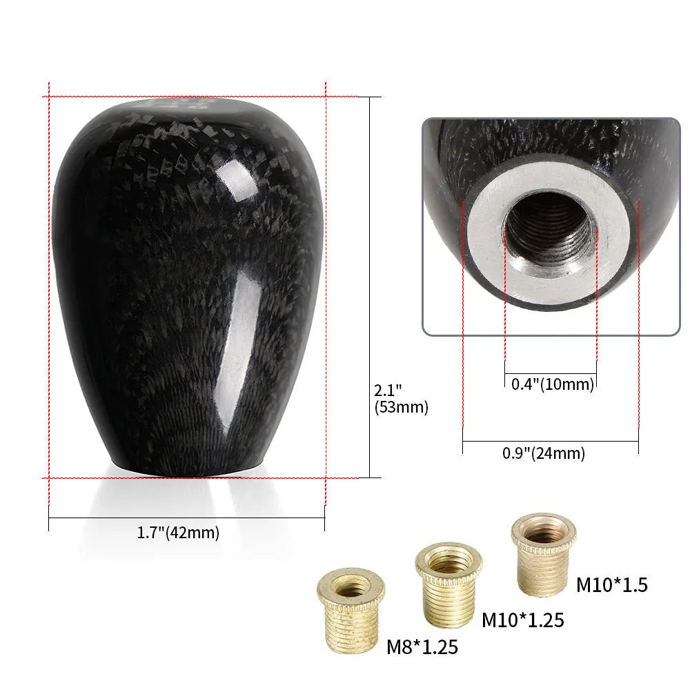 Carbon fibre aluminium alloy gear shift knob on black background for manual transmission cars