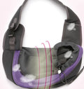Blue polyester pet carrier backpack for small dogs, shown with adjustable straps and ventilation.