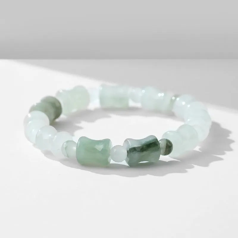 Tianshan Emerald natural chalcedony beaded bracelet with diamond jade stones and coconut shell beads