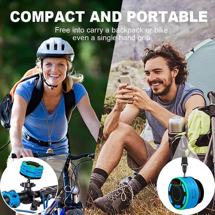 TWS series portable Bluetooth speaker in blue with plastic shell and key controls