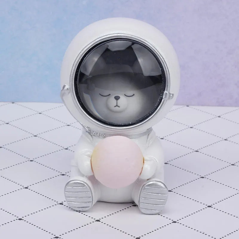 Starry sky animal night light with resin bear design and LED illumination