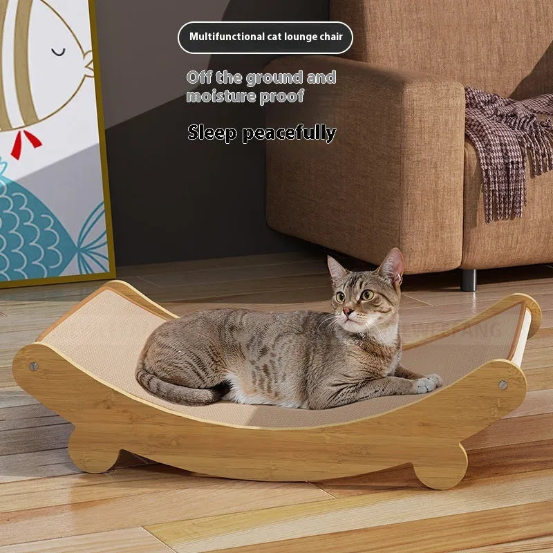 U-shaped sisal fibre cat scratching board recliner lounge chair in pastoral style