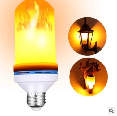 Simulation flame LED bulb with beating flame effect, three gear settings, E27 screw base, 7W, 1700K warm light, PC material construction.