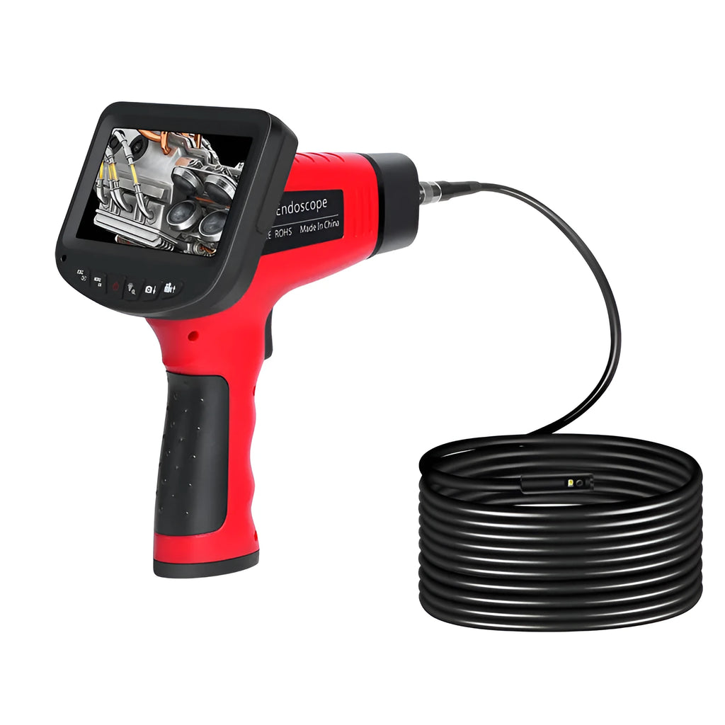 8.5mm dual-lens endoscope inspection camera with hard wire cable and memory card.