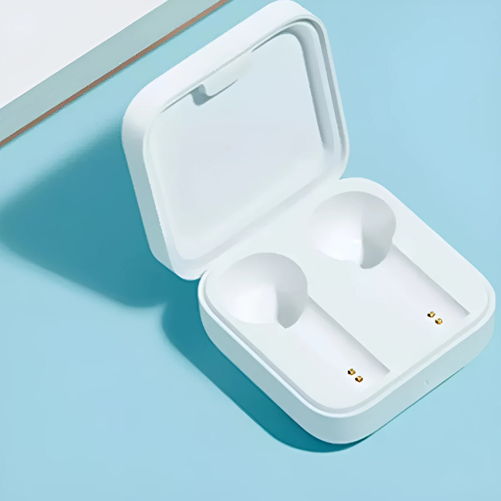 White Bluetooth headset Air2SE wireless earbuds in charging box with Type-C port