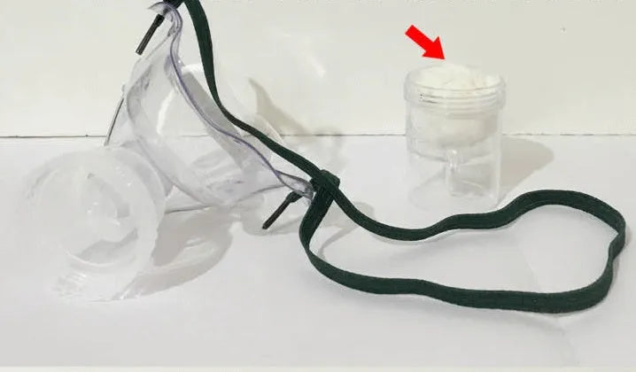 Soft rubber mask aid for glasses wearers to place behind the ear.