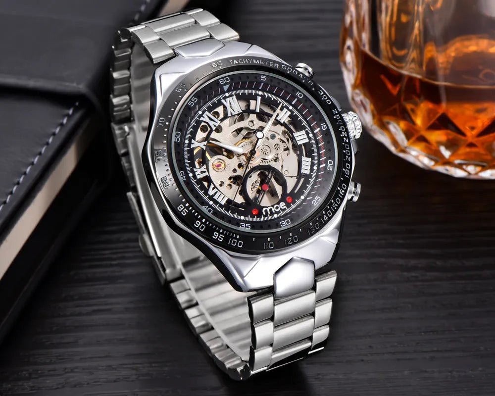 MCE men's explosion proof mechanical watch with traditional winding movement available in four colour variations