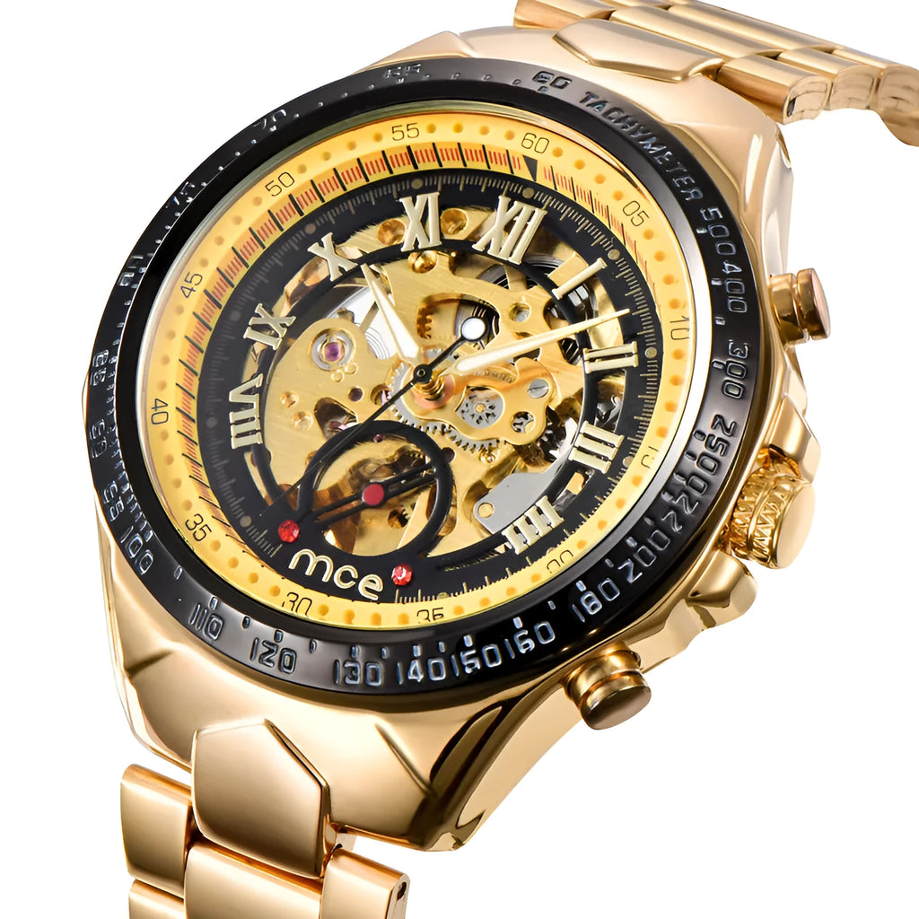 MCE men's explosion proof mechanical watch with traditional winding movement available in four colour variations