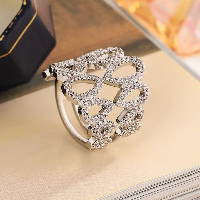 Gold plated copper ring with inlaid hexagon cubic zirconia stone, women's size 8, colour KYRA01804