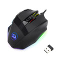 Redragon M801P black wireless gaming mouse with nine buttons and ergonomic right-handed design