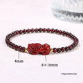Square garnet bracelet with Pixiu carving in purple sand colour