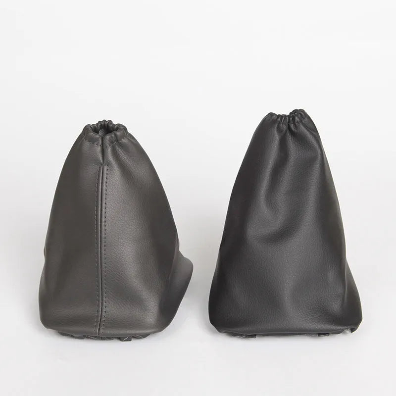 Black leather gear shift dust cover for Toyota Corolla showing 15.2 cm length