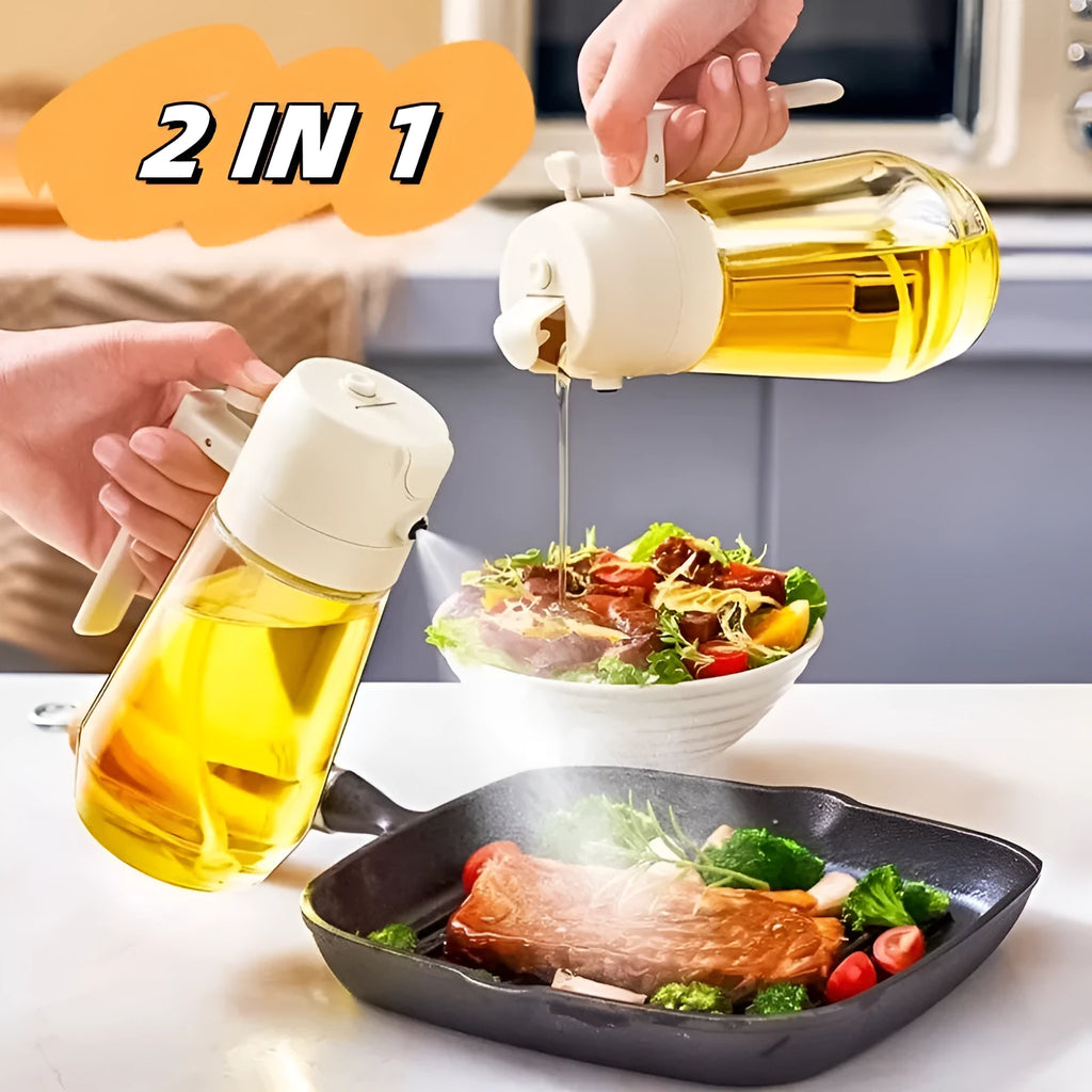 470ml glass olive oil sprayer dispenser in beige, yellow, green, or black colour.