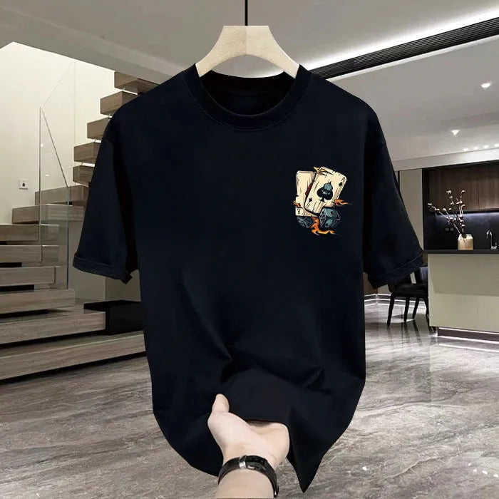 Men's heavy cotton short-sleeved t-shirt in black or white available in sizes S to 5XL