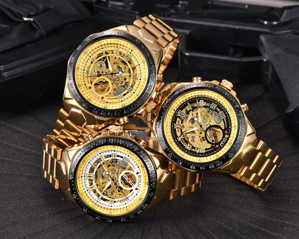 MCE men's explosion proof mechanical watch with traditional winding movement available in four colour variations