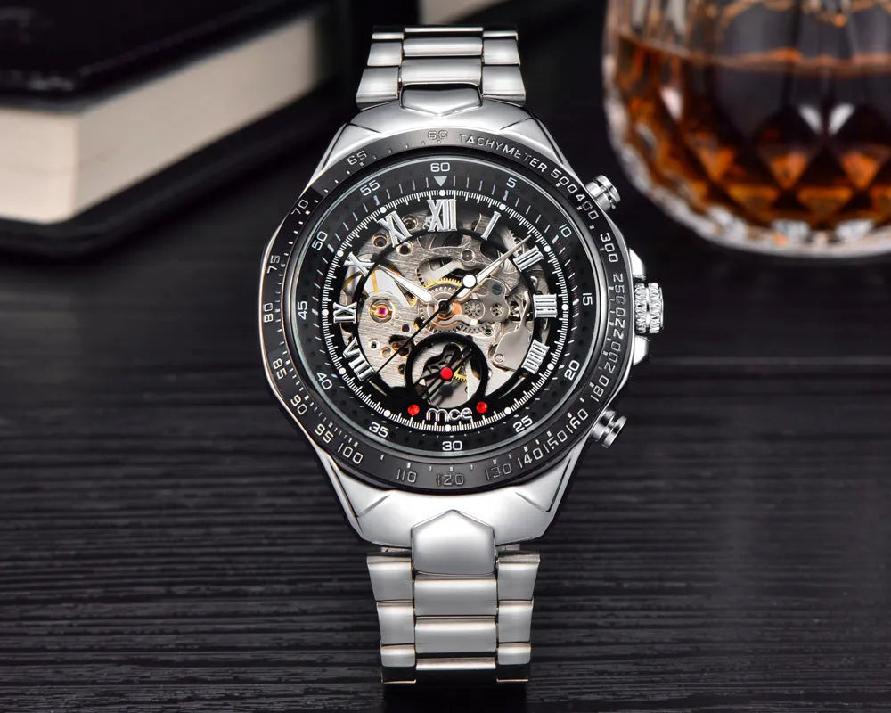 MCE men's explosion proof mechanical watch with traditional winding movement available in four colour variations