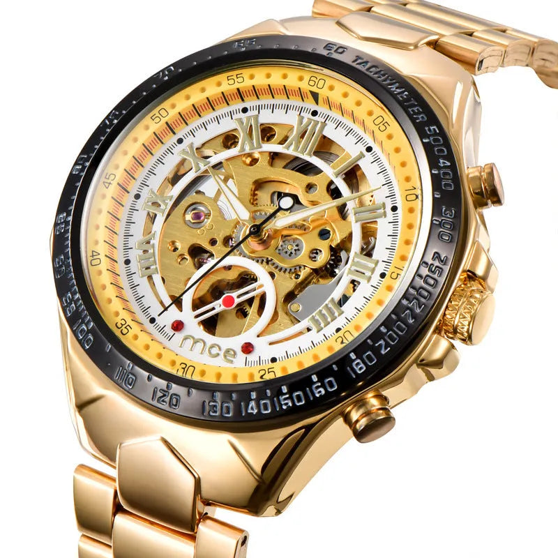 MCE men's explosion proof mechanical watch with traditional winding movement available in four colour variations