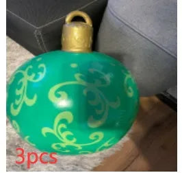 60cm diameter PVC inflatable Christmas ball decoration in various colour patterns