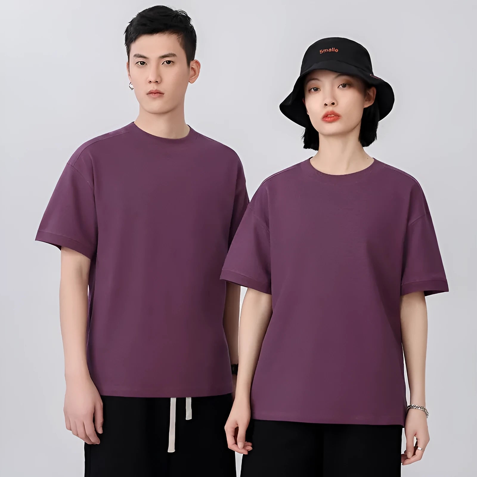 Short-sleeved loose-fit cotton pique T-shirt for youth in solid colour options