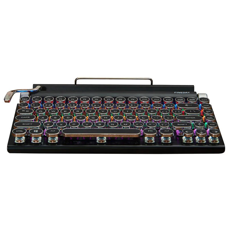 Black retro mechanical keyboard with 83 keys and seven-colour backlight illumination