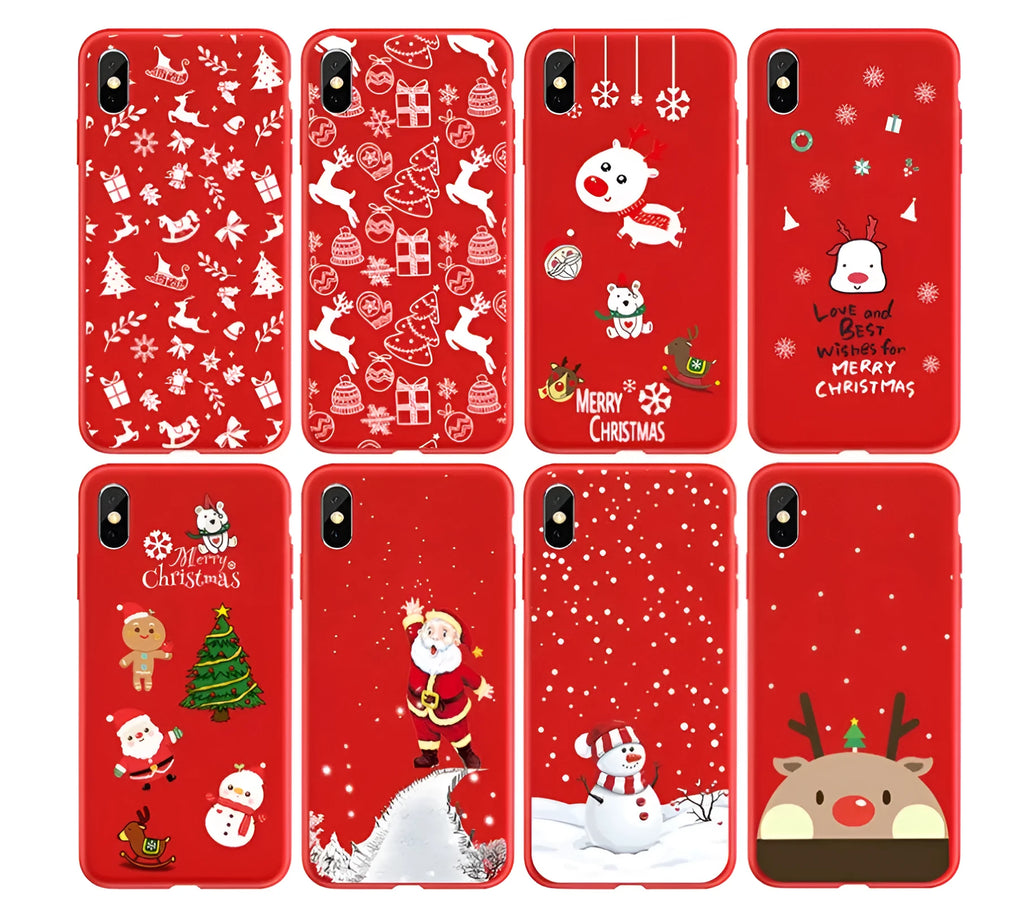 Christmas-themed iPhone case with hand-painted festive designs on back cover