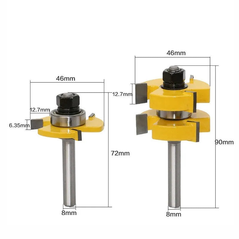 Carbide T-slot milling cutter with straight handle for woodworking machine tools