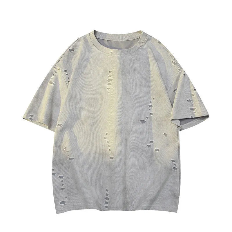 Men's grey cotton blend casual t-shirt in loose fit with short sleeves