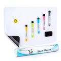 A3 flexible magnetic whiteboard with rounded corners on a refrigerator door