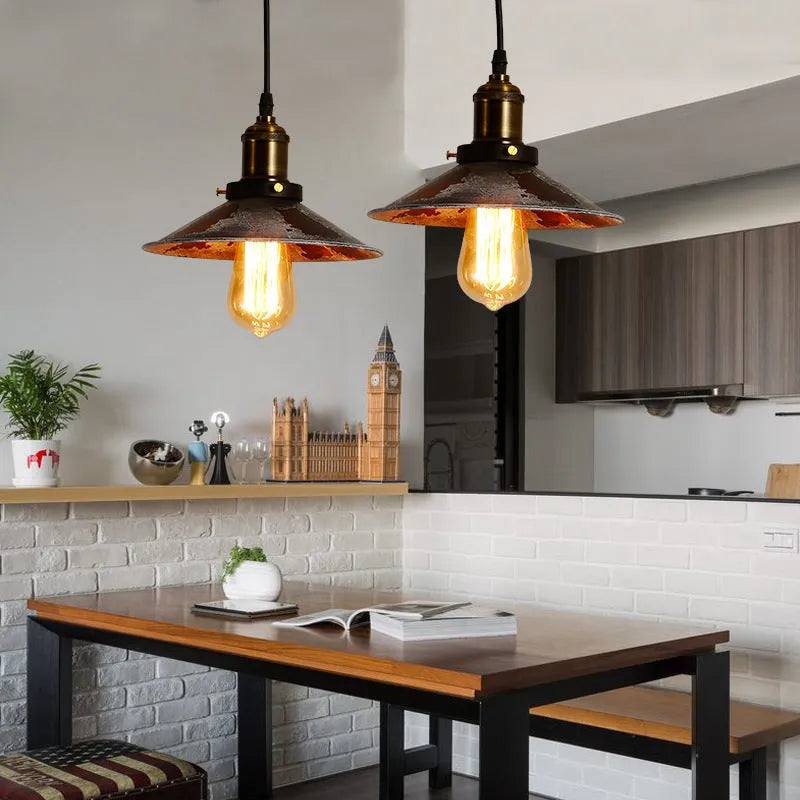 Personalised single-head iron pot cover chandelier in pastoral style for coffee restaurant dining room