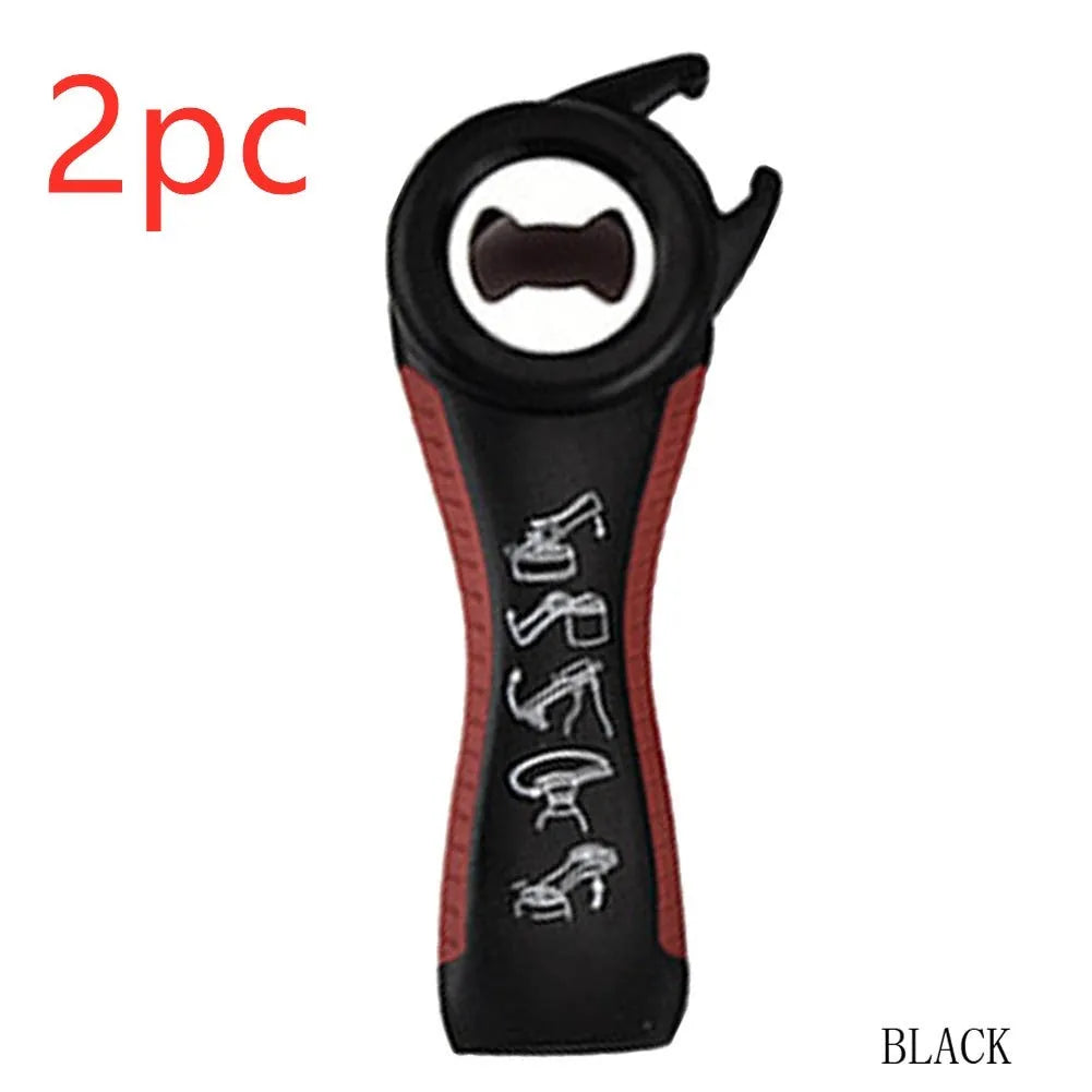 5 in 1 stainless steel can opener and beer bottle opener with PP handle in black colour
