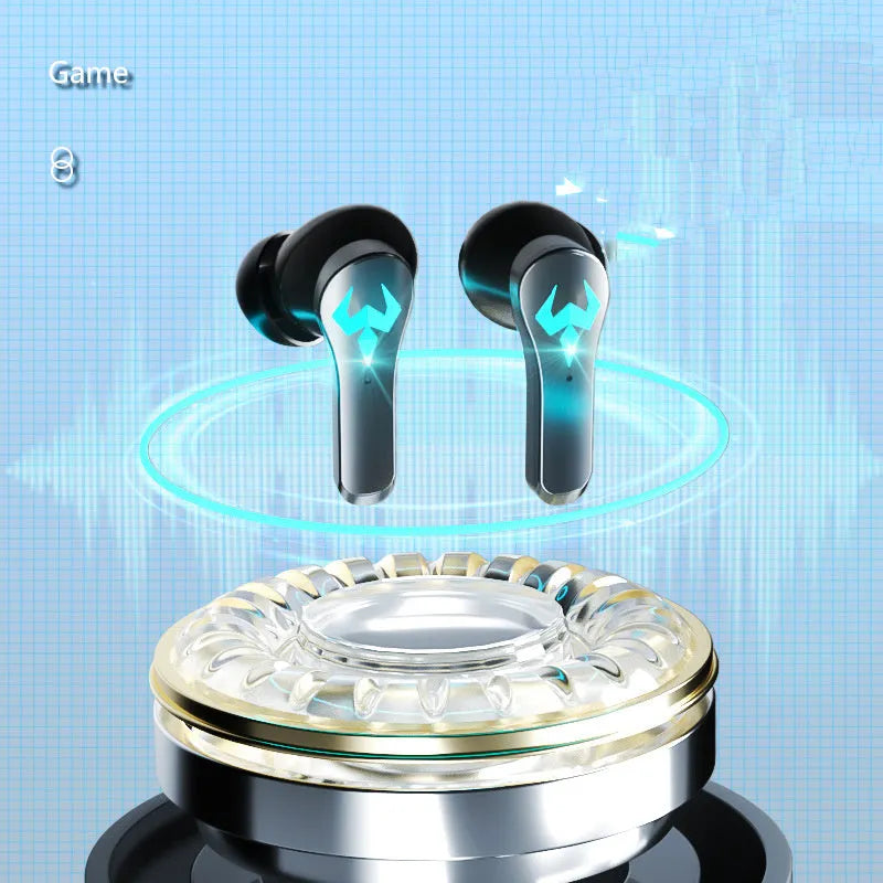 Black wireless Bluetooth in-ear sports headphones with noise cancelling features
