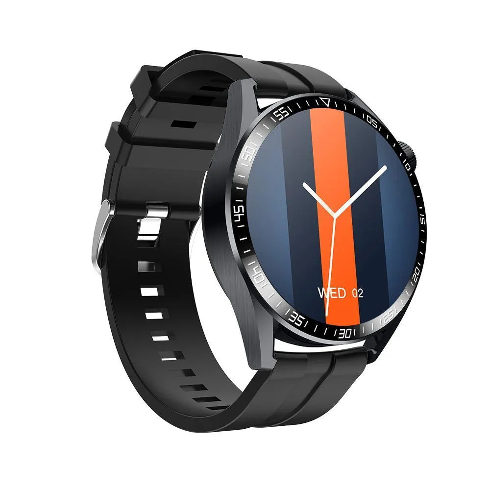 Black GS3 Max smartwatch with silicone strap showing health metrics on IPS screen.