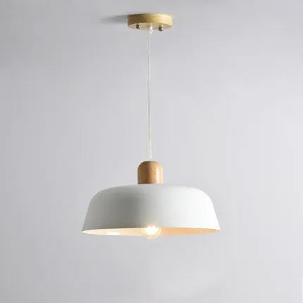 Nordic wood pendant lighting fixture round black hanging lamp for kitchen dining room adjustable height 1.2m