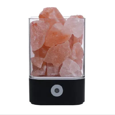 USB Himalayan salt LED lamp with 5 colour-changing modes, 94 mm size, ABS and PC construction, black finish
