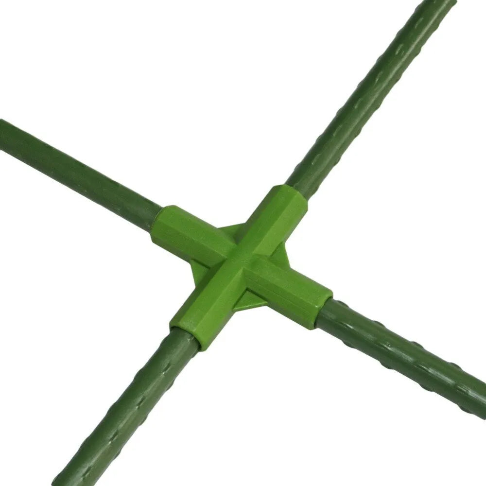 Three-way and four-way garden stake connectors for 11mm diameter plant supports