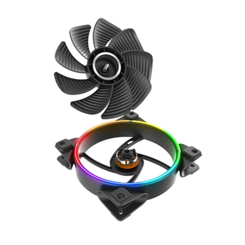 Three black 120mm RGB computer case fans with illuminated blades
