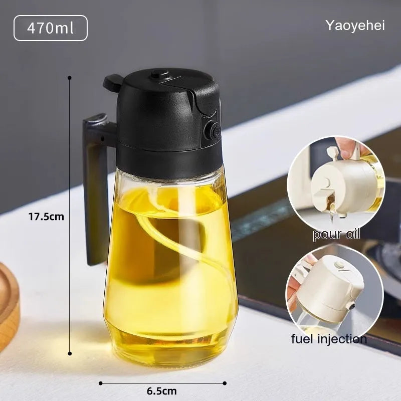 470ml glass olive oil sprayer dispenser in beige, yellow, green, or black colour.