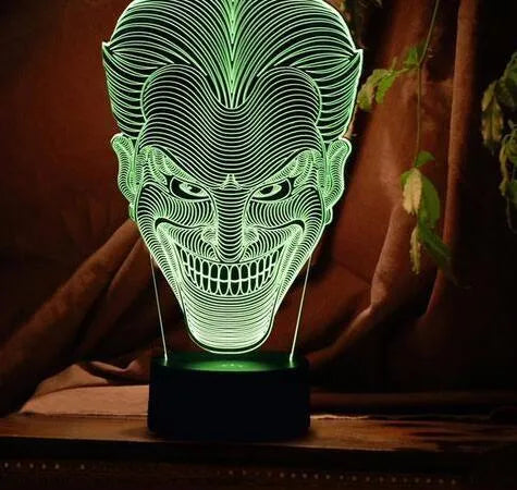 USB-powered 3D acrylic LED lamp with touch control and seven colour options on a desktop